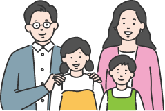 家族が並んでいるイラスト