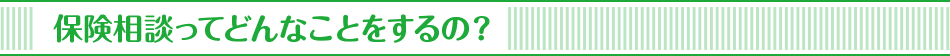 保険相談ってどんなことをするの？