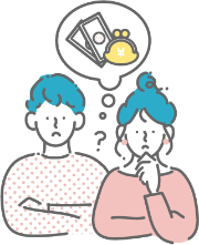 男女二人がお金のことを考えているイラスト