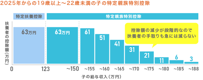 2025年からの19歳以上～22歳未満の特定親族特別控除”